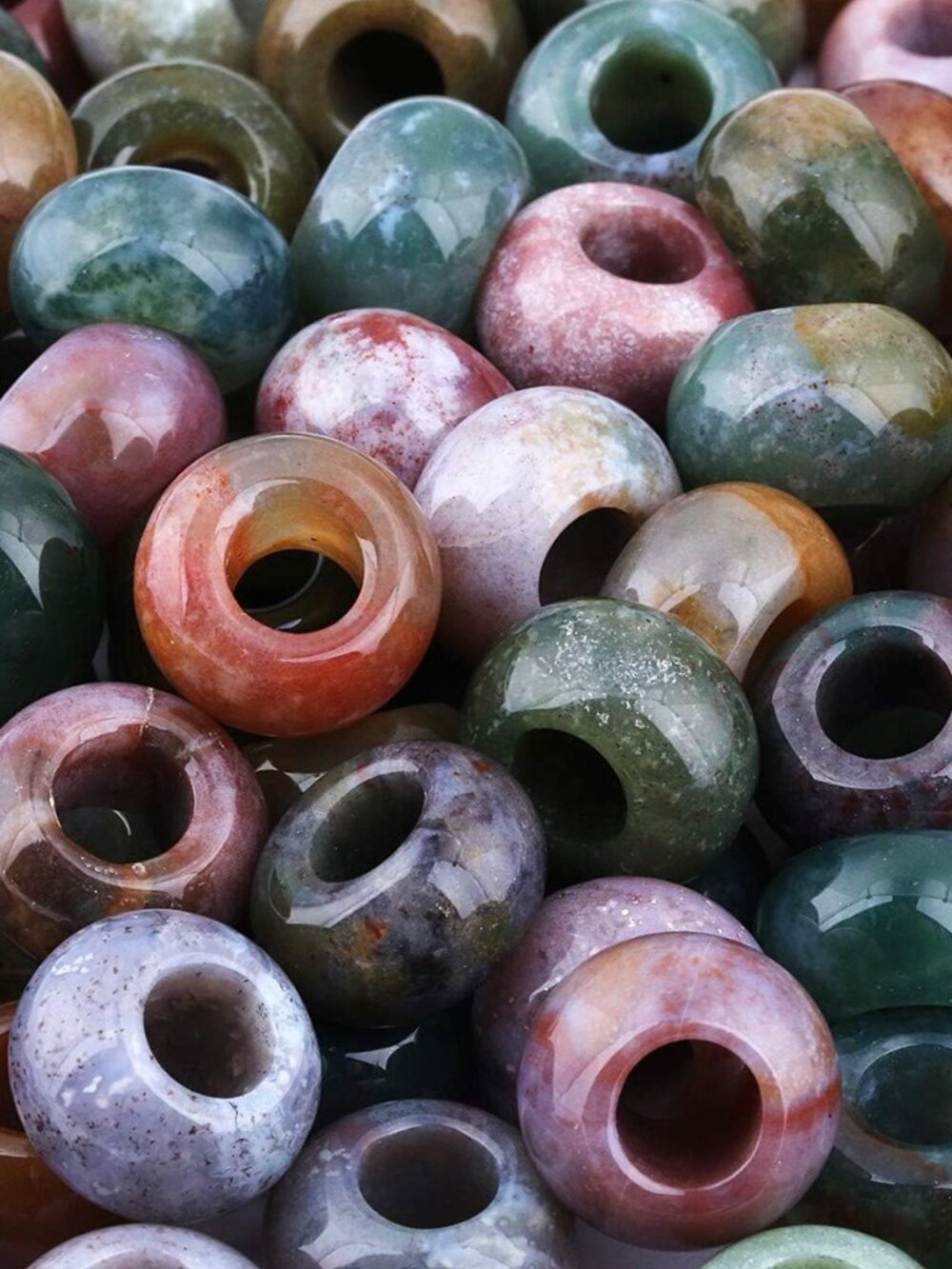 Natural Gemstone Beads for Jewelry Making, Rondelle Large Hole Loose Beads Pack